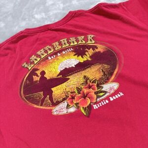 Landshark Bar & Grill Myrtle Beach Red Graphic T-Shirt Mens 2XL Surfer Sunset